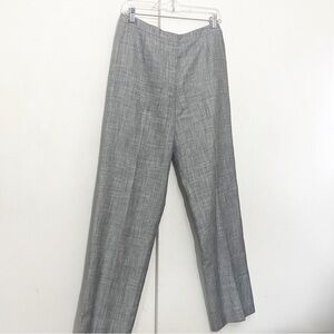Burns Light Gray Plaid Lined Viscose Linen Blend Button Zip Pants Slacks 10
